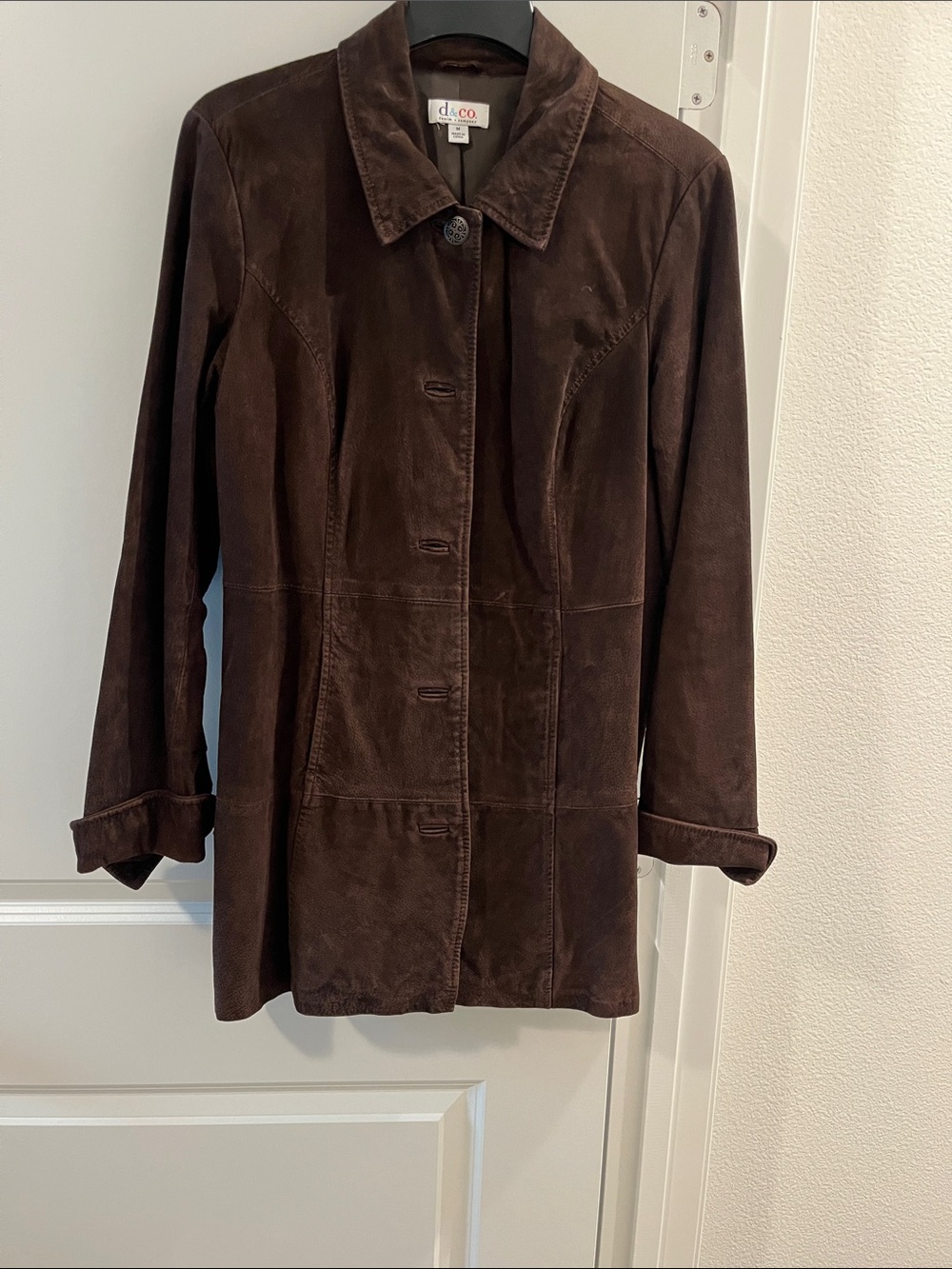 Denim&Co Dark Brown Suede Button-Front Jacket